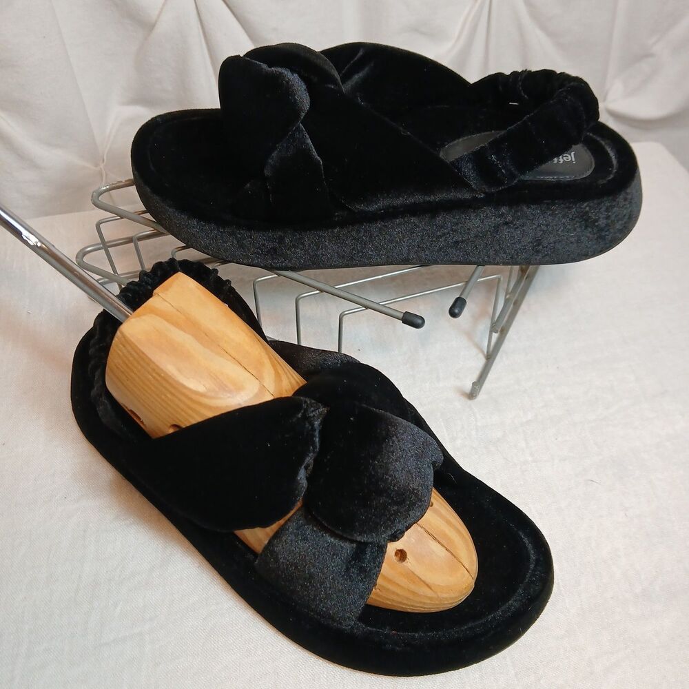 Jeffrey Campbell Knotted Black Velour Sandals Women’s Sz 7.5